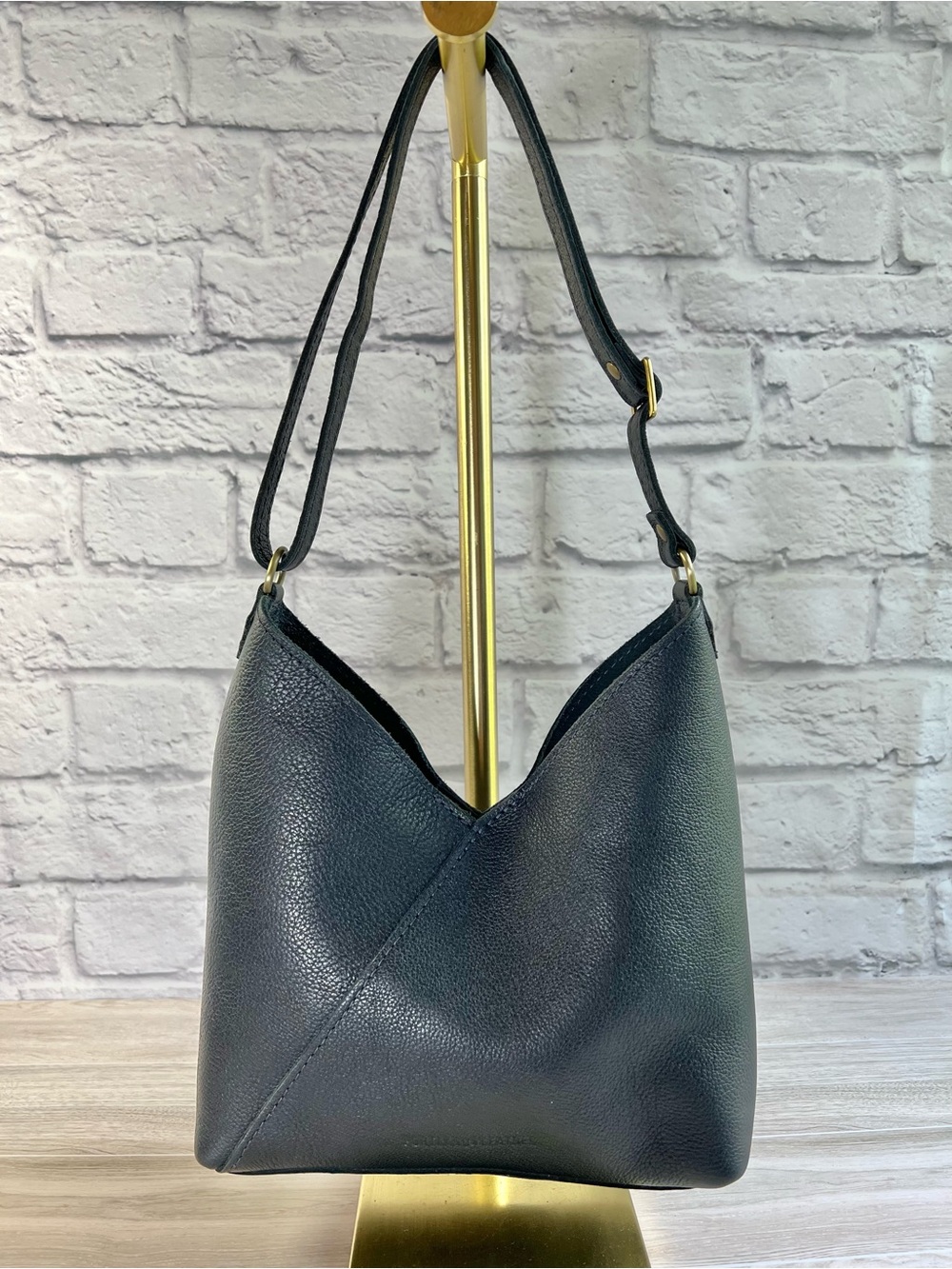 Portland Leather Naomi Pebbled Night Owl Shoulder Crossbody Bag Small